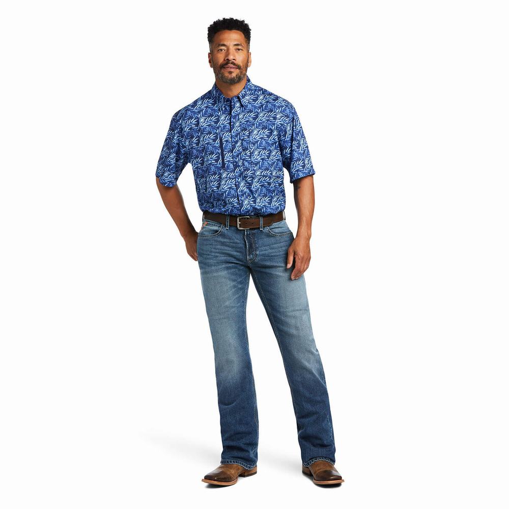 Men's Ariat VentTEK Classic Fit Shirts Blue | MTEI-24956