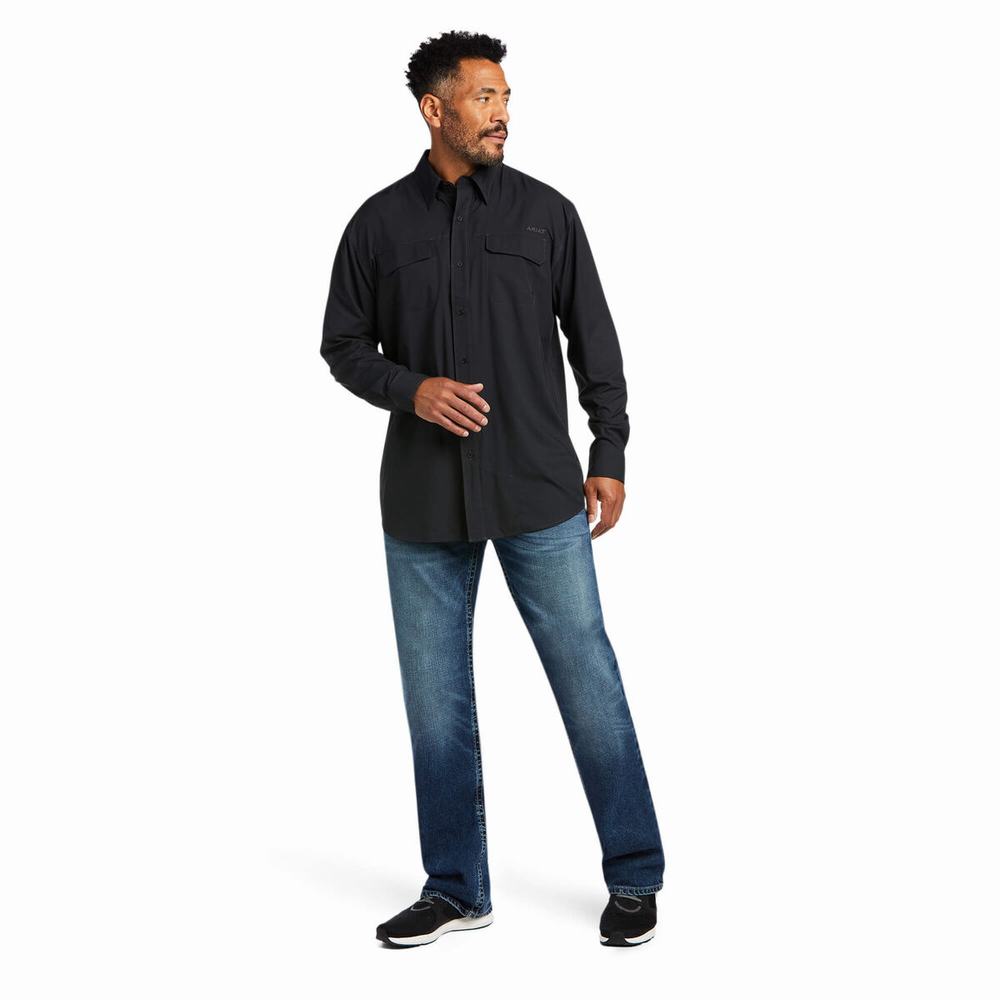 Men's Ariat VentTEK Outbound Classic Fit Shirts Black | VOMA-78359