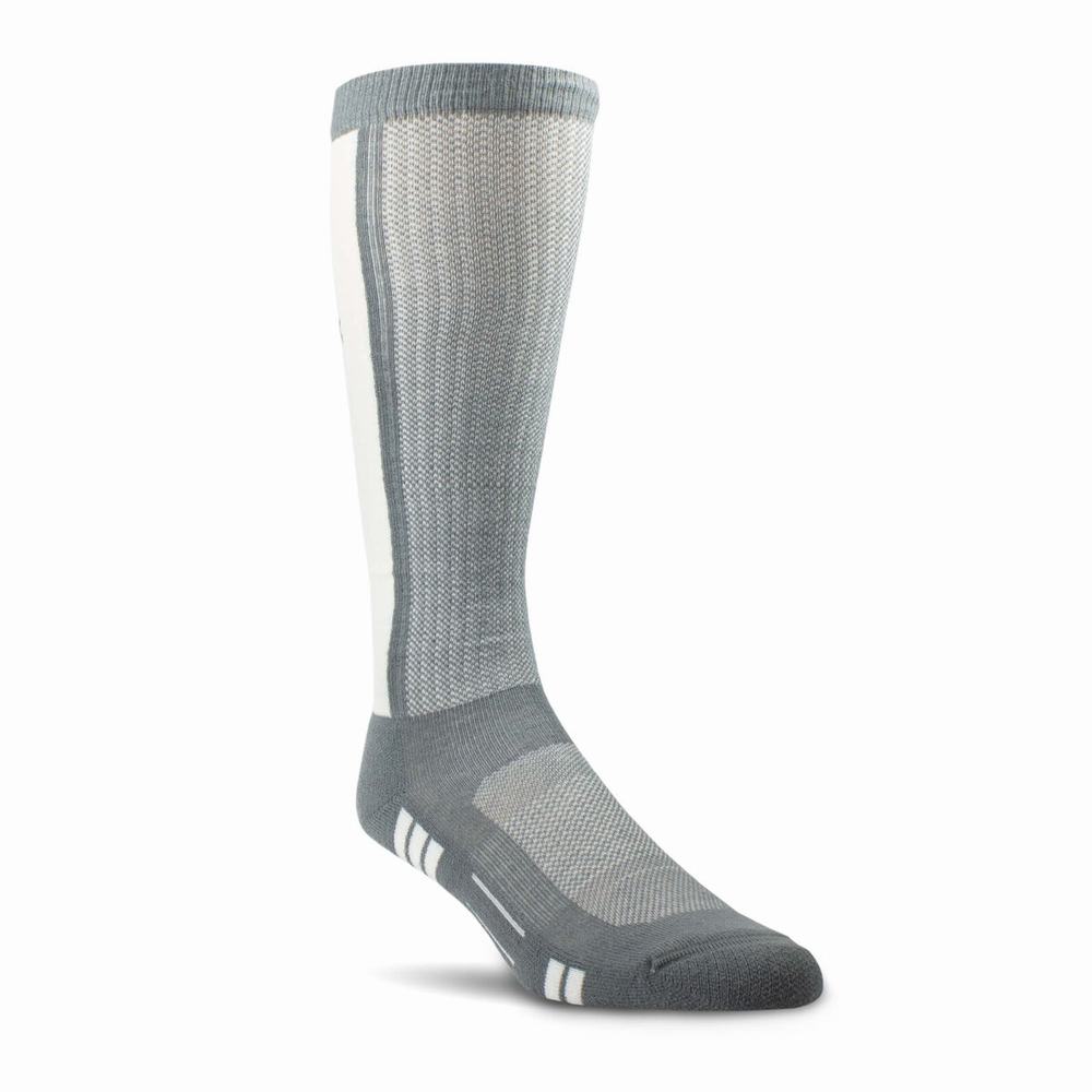 Men\'s Ariat VentTEK Over the Calf Performance 2 Pair Pack Socks Grey | MQCJ-31097