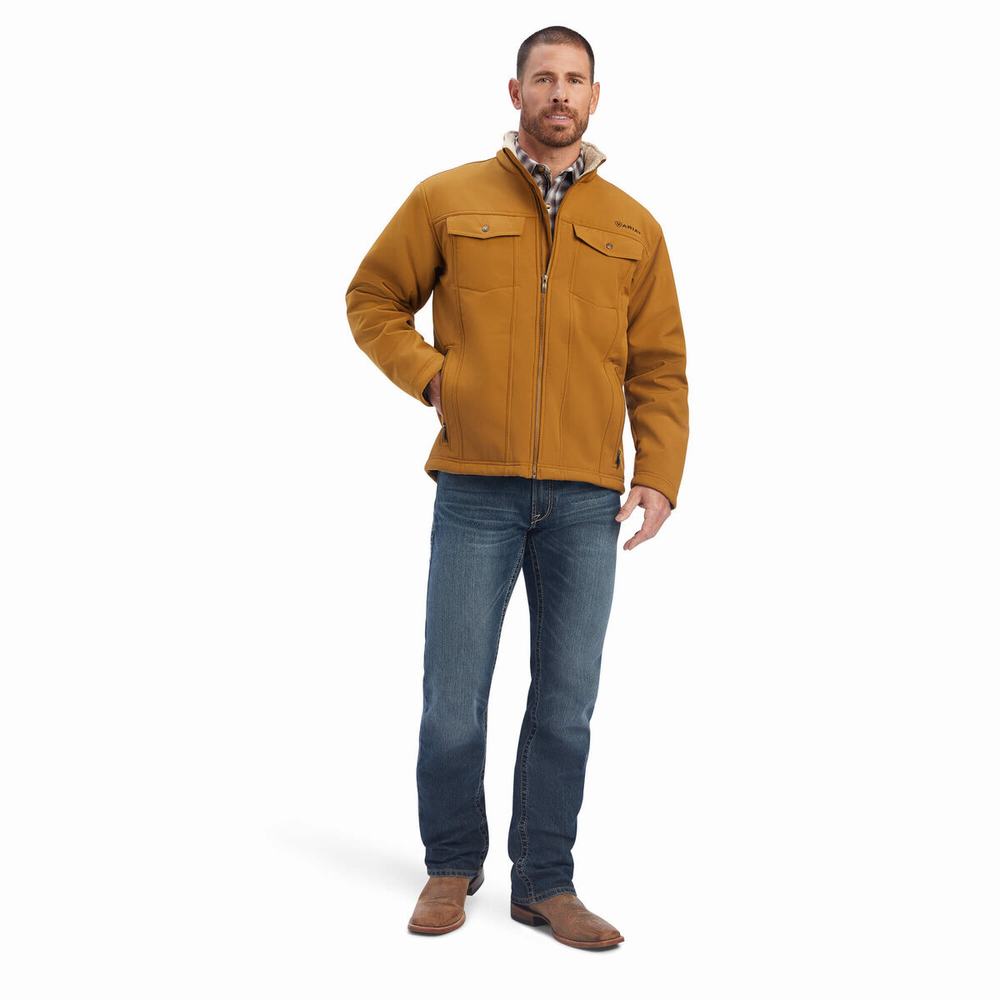 Men's Ariat Vernon Sherpa Jackets Brown | RPLD-73105