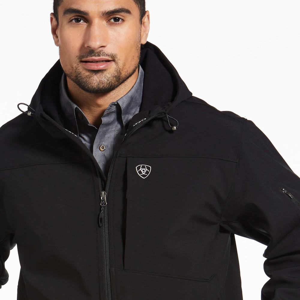 Men's Ariat Vernon Softshell Water Resistant Jackets Black | UZOI-23548