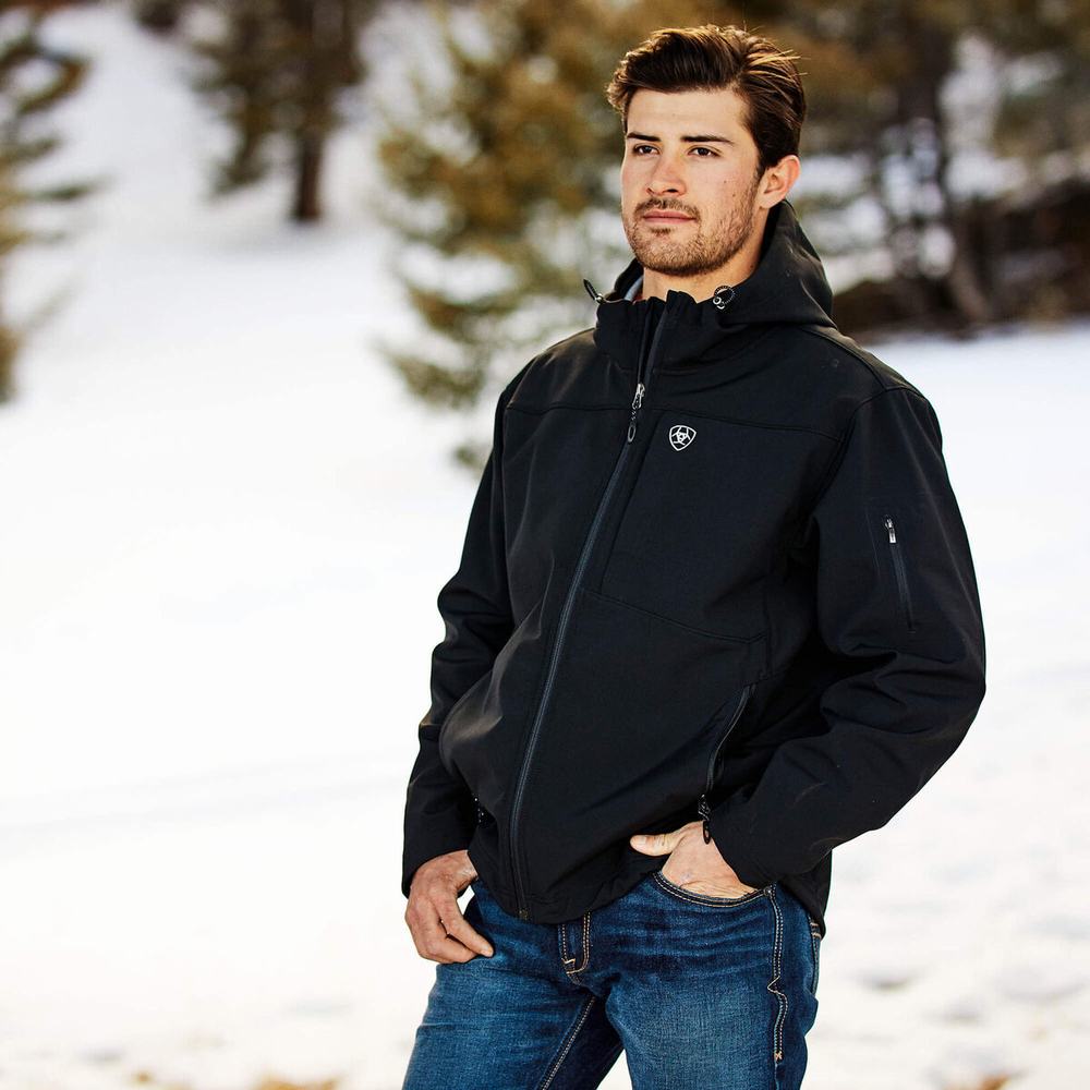 Men's Ariat Vernon Softshell Water Resistant Jackets Black | UZOI-23548