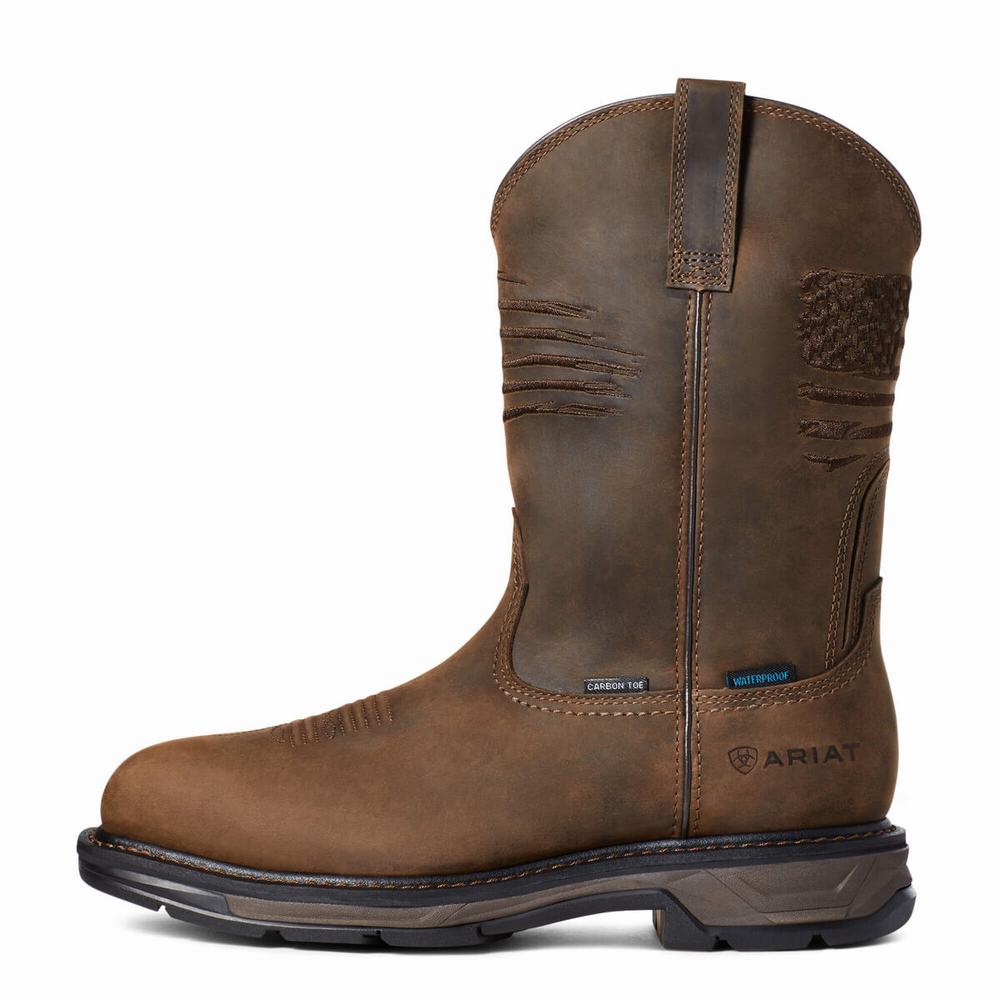 Men's Ariat WorkHog XT Patriot Waterproof Carbon Toe Waterproof Boots Brown | TYXJ-28690