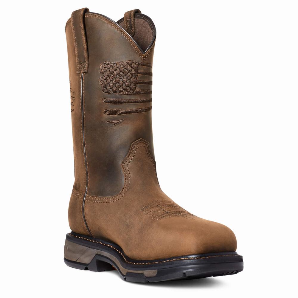 Men's Ariat WorkHog XT Patriot Waterproof Carbon Toe Waterproof Boots Brown | TYXJ-28690