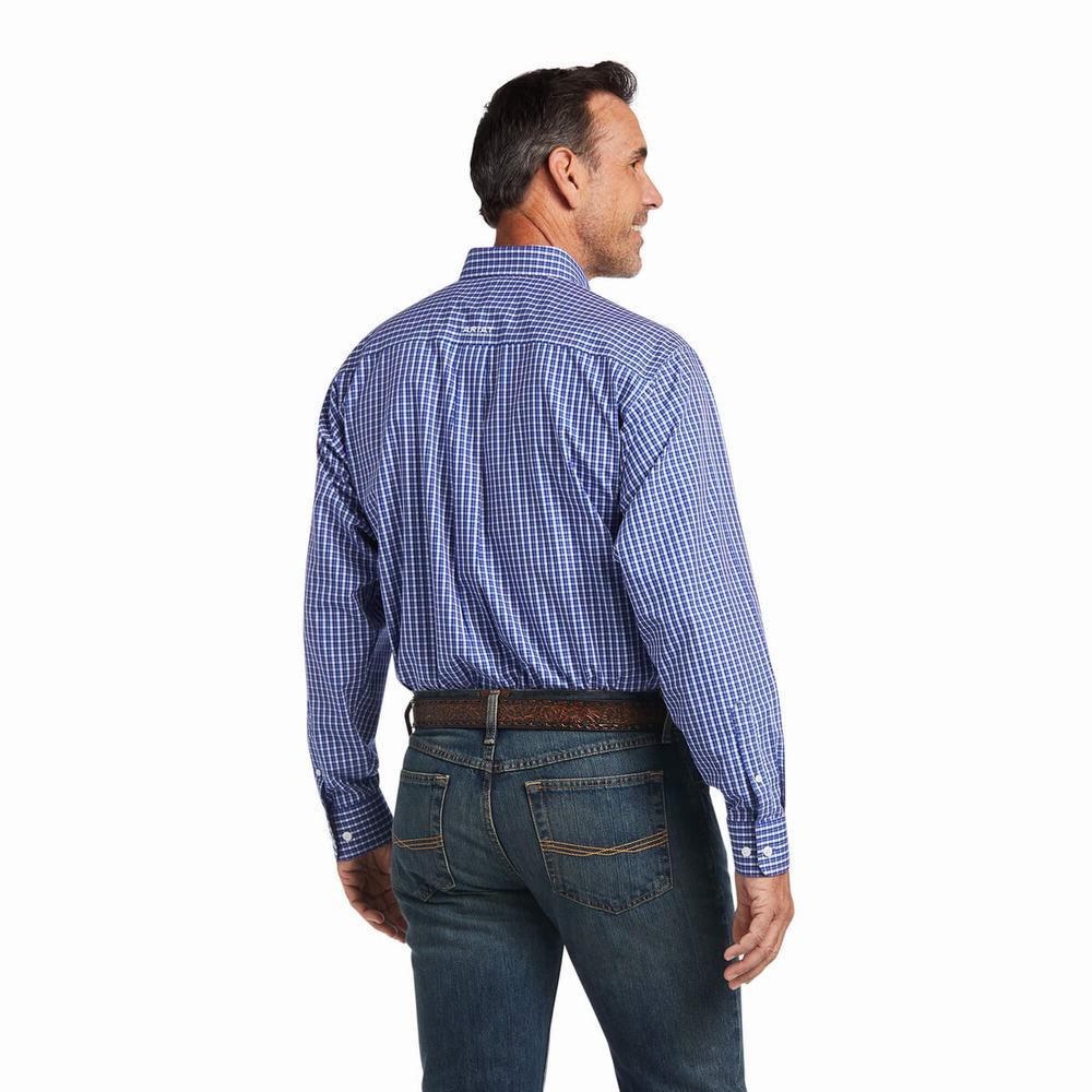 Men's Ariat Wrinkle Free Cairo Classic Fit Shirts Blue | KHEB-60128