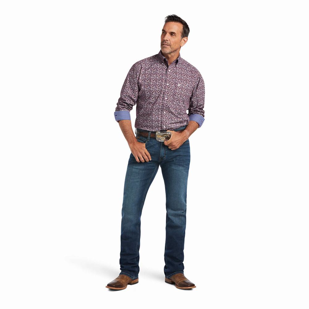 Men's Ariat Wrinkle Free Castiel Classic Fit Shirts Multicolor | AUNQ-72456