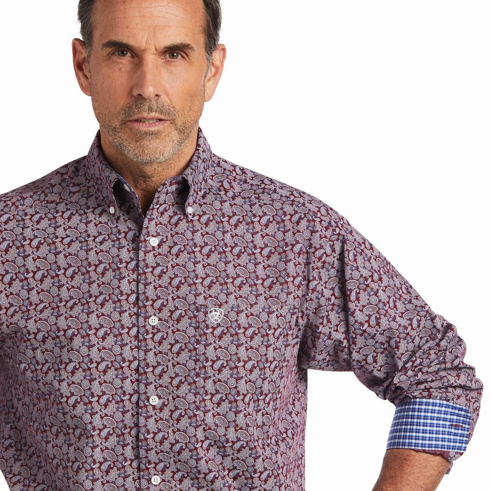 Men's Ariat Wrinkle Free Castiel Classic Fit Shirts Multicolor | AUNQ-72456