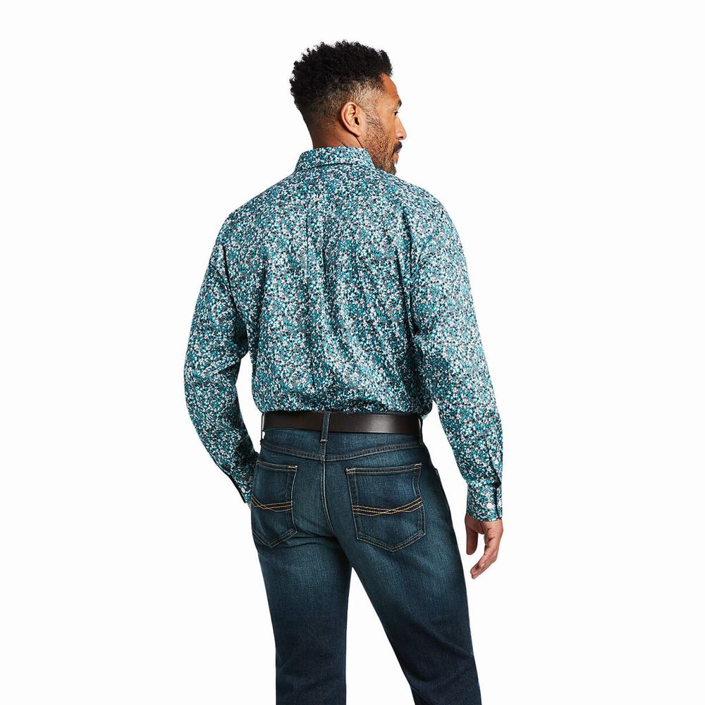 Men's Ariat Wrinkle Free Harrison Classic Fit Shirts Multicolor | MWGB-98203