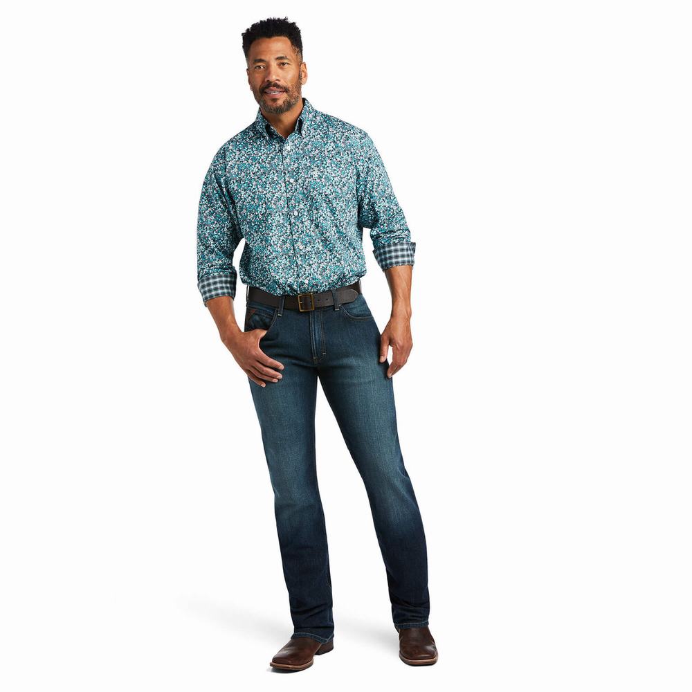 Men's Ariat Wrinkle Free Harrison Classic Fit Shirts Multicolor | MWGB-98203