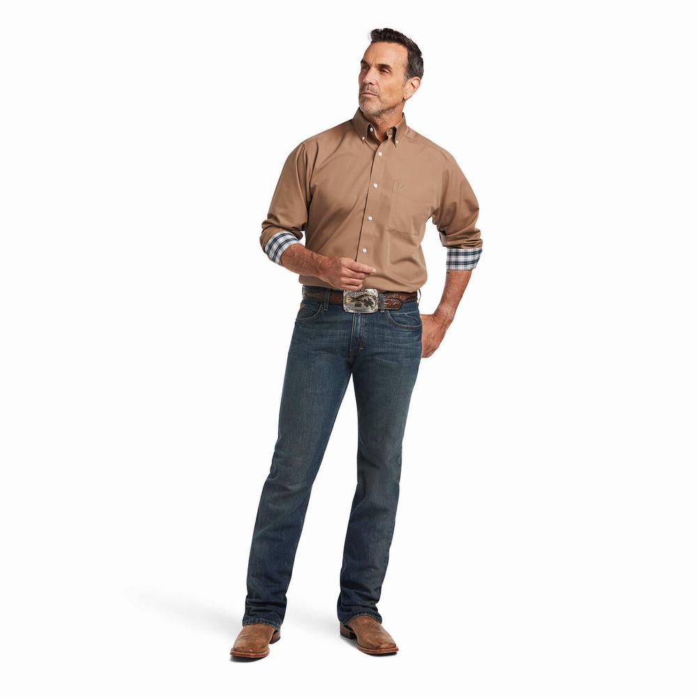 Men's Ariat Wrinkle Free Solid Classic Fit Shirts Multicolor | NEPG-54301