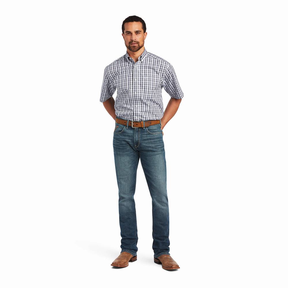 Men's Ariat Wrinkle Free Yash Classic Fit Shirts White | HWKP-31795