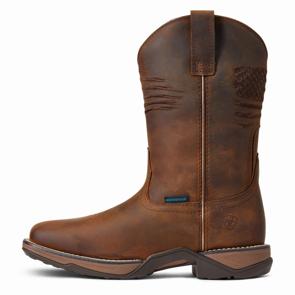 Women's Ariat Anthem Patriot Waterproof Western Boots Brown | IXKZ-46758