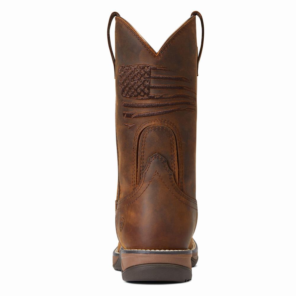 Women's Ariat Anthem Patriot Waterproof Western Boots Brown | IXKZ-46758