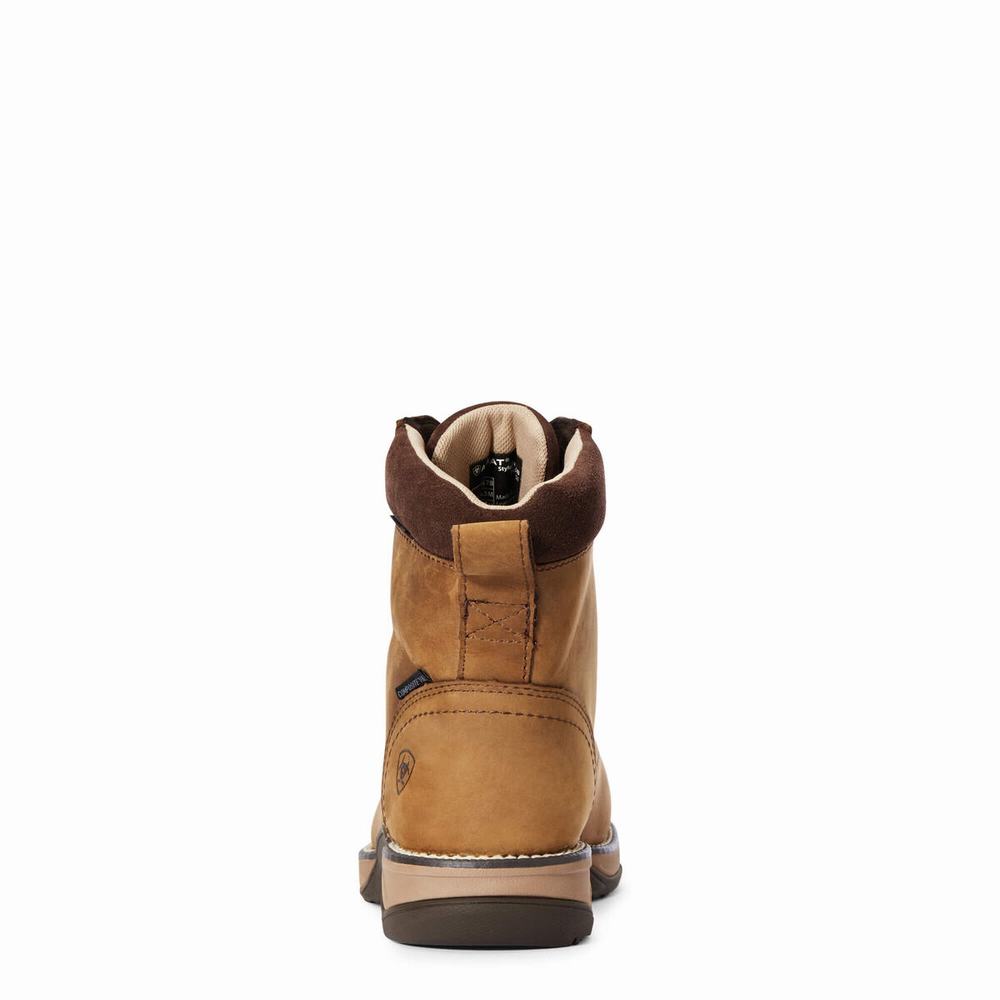 Women's Ariat Anthem Round Toe Lacer Waterproof Composite Toe Work Boots Brown | AHCS-91453