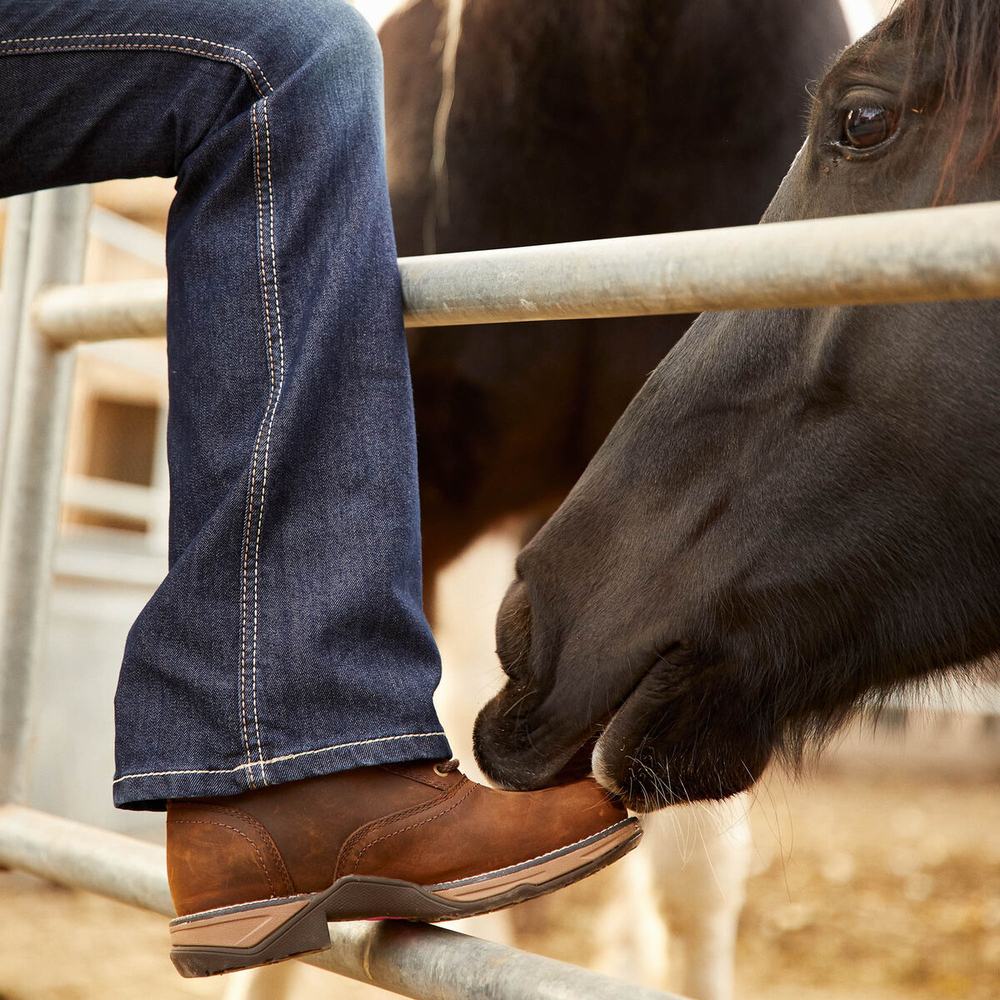 Women's Ariat Anthem Round Toe Lacer Waterproof Composite Toe Work Boots Brown | AHCS-91453