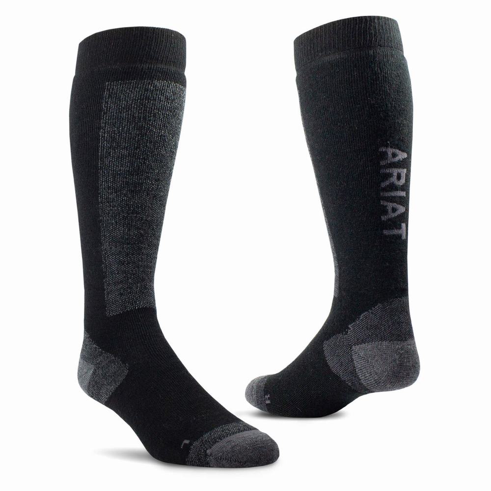 Women\'s Ariat AriatTEK Merino Socks Black / Grey | NWEI-56149