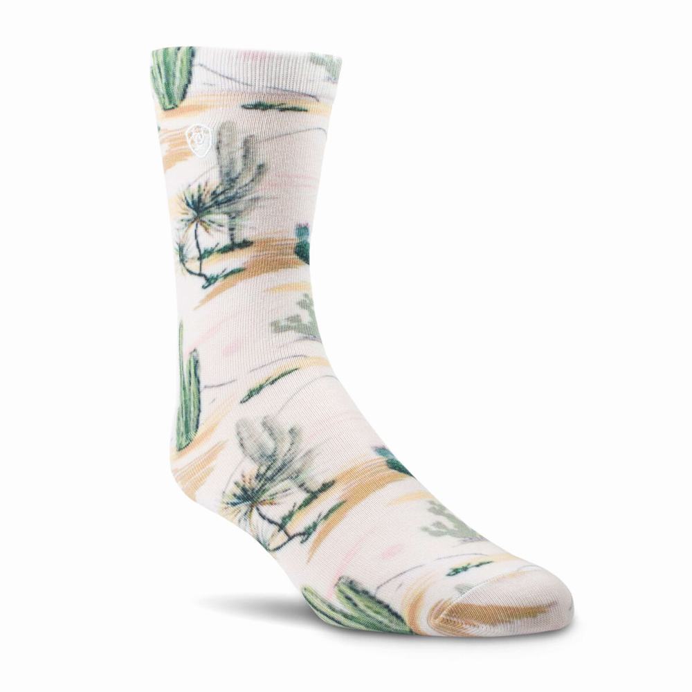 Women's Ariat Arid Landscape Crew 2 Pair Pack Socks Green | UZPA-14832