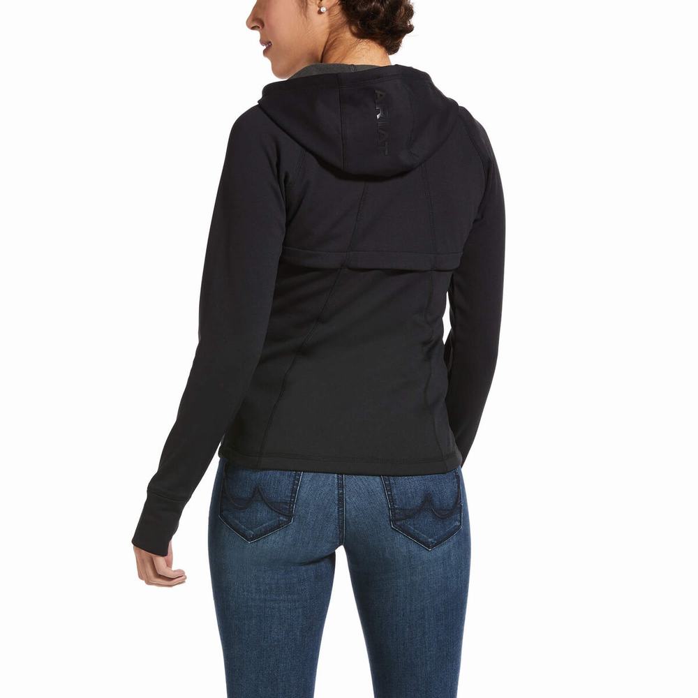 Women's Ariat Attain Full Zip Hoodie Black | XQYW-82795