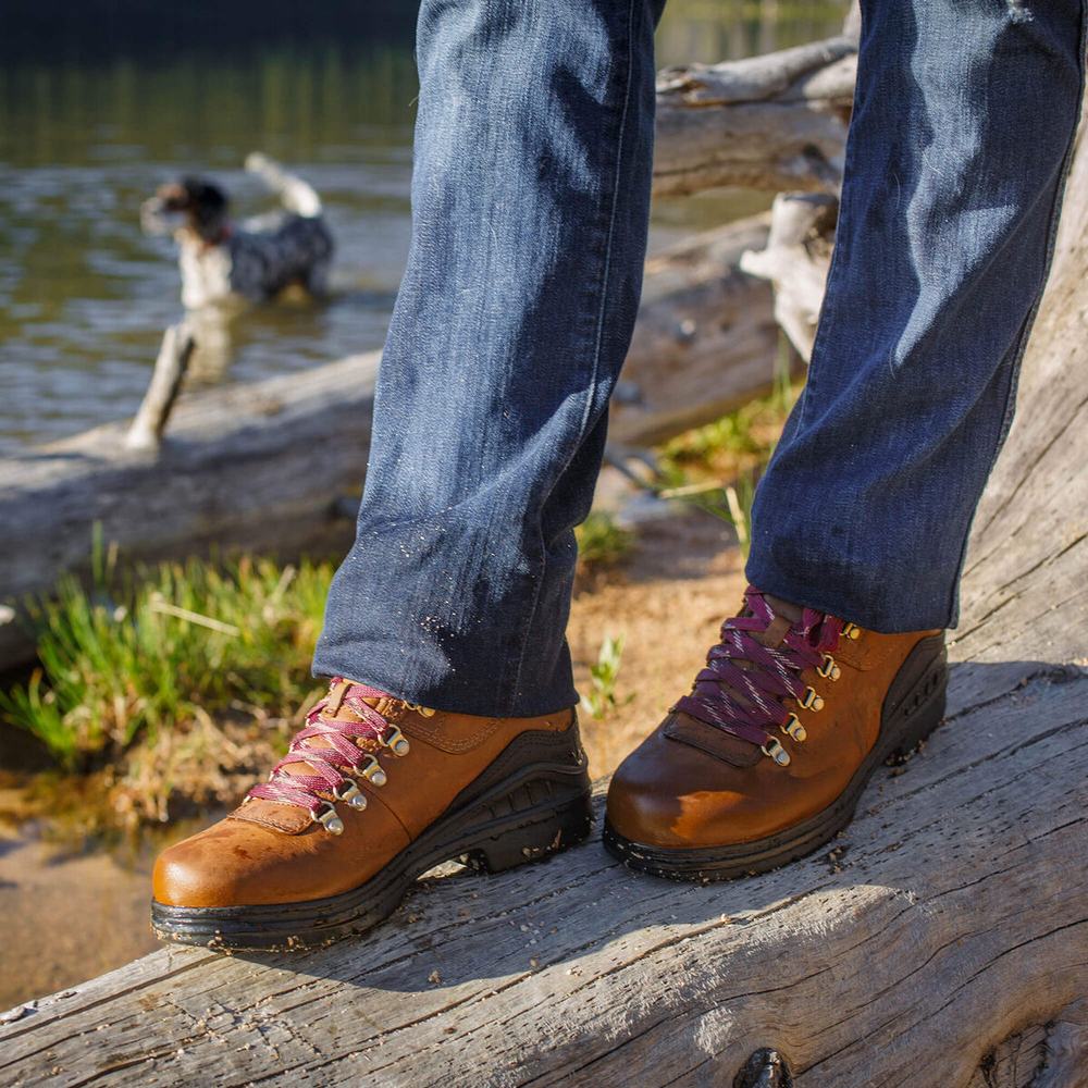 Women's Ariat Barnyard Lace Waterproof Hiking Boots Brown | EGOA-06273