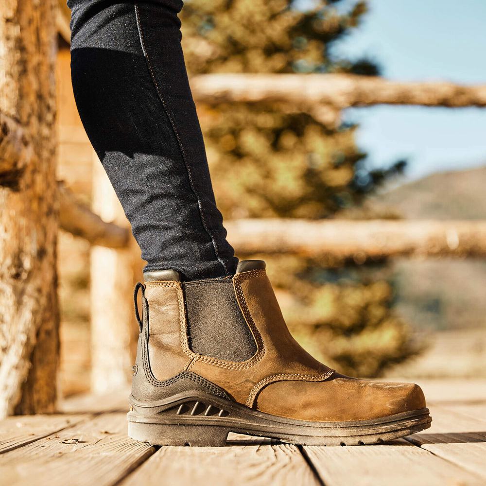 Women's Ariat Barnyard Twin Gore II Waterproof Riding Boots Brown | MKJX-35146