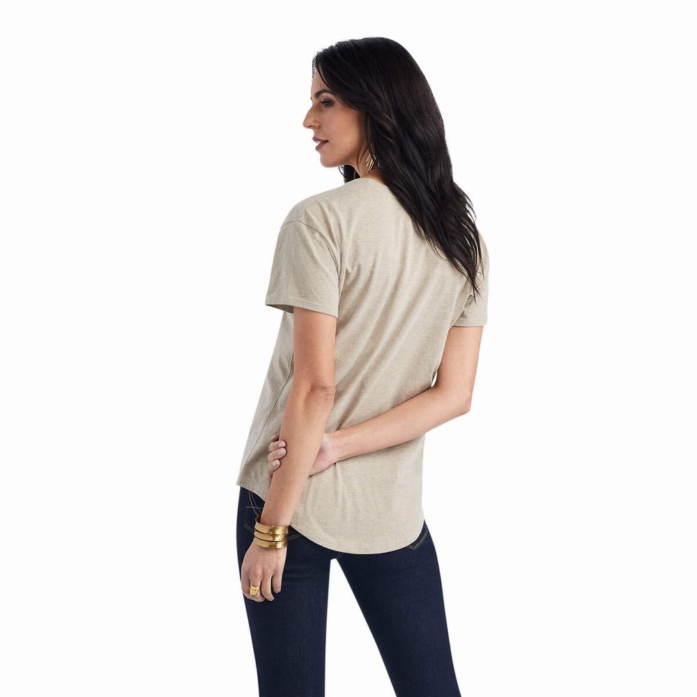 Women's Ariat Blanket Skull Tops Beige | NGJI-41063