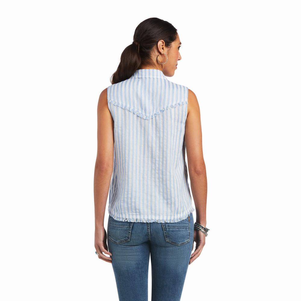 Women's Ariat Boom Boom Tops Blue Stripes | BXSK-48152