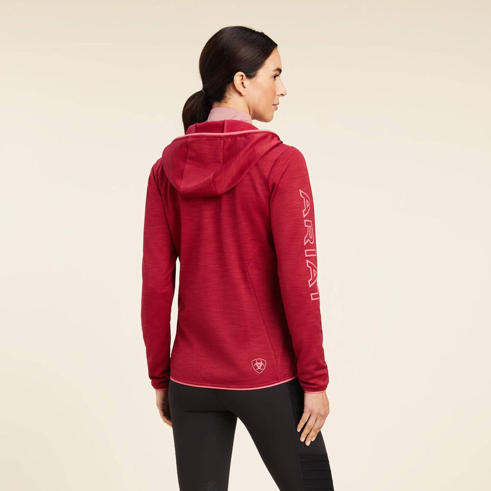 Women's Ariat Byron Full Zip Hoodie Red | OVLA-43065