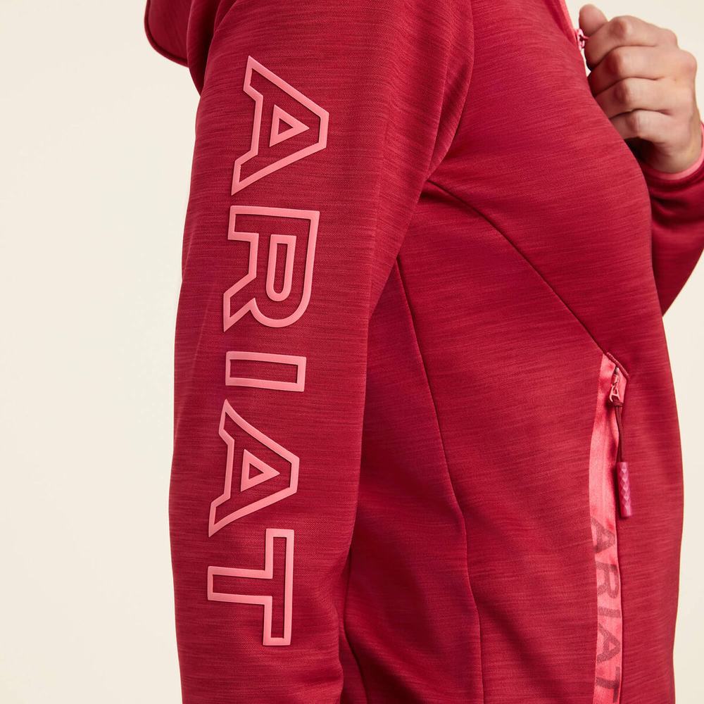 Women's Ariat Byron Full Zip Hoodie Red | OVLA-43065