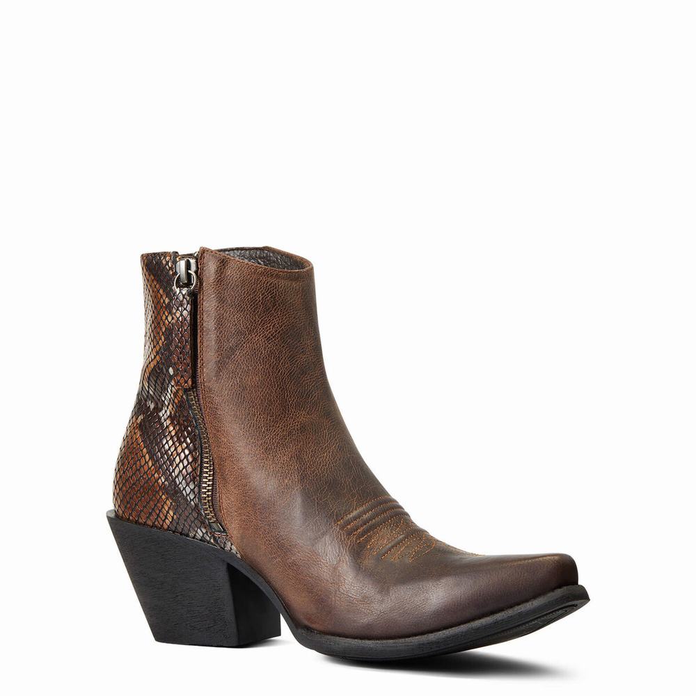 Women's Ariat Carmelita Booties Brown | QWFZ-58210