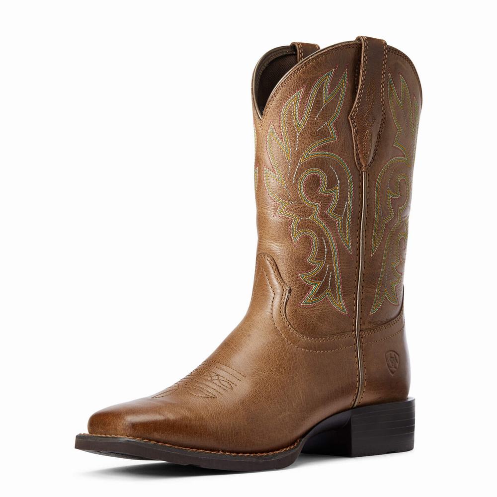 Women\'s Ariat Cattle Drive Western Boots Brown | ZFKJ-56092