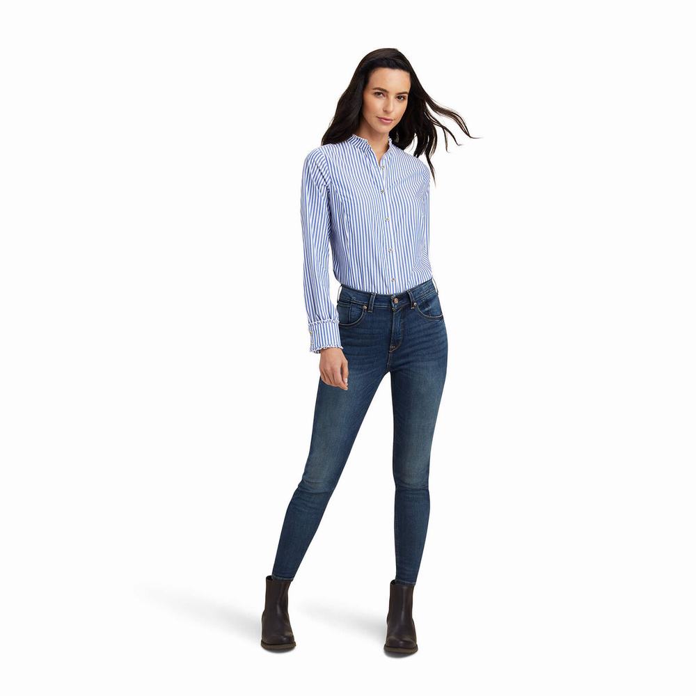 Women's Ariat Clarion Tops Blue | NHXZ-52783