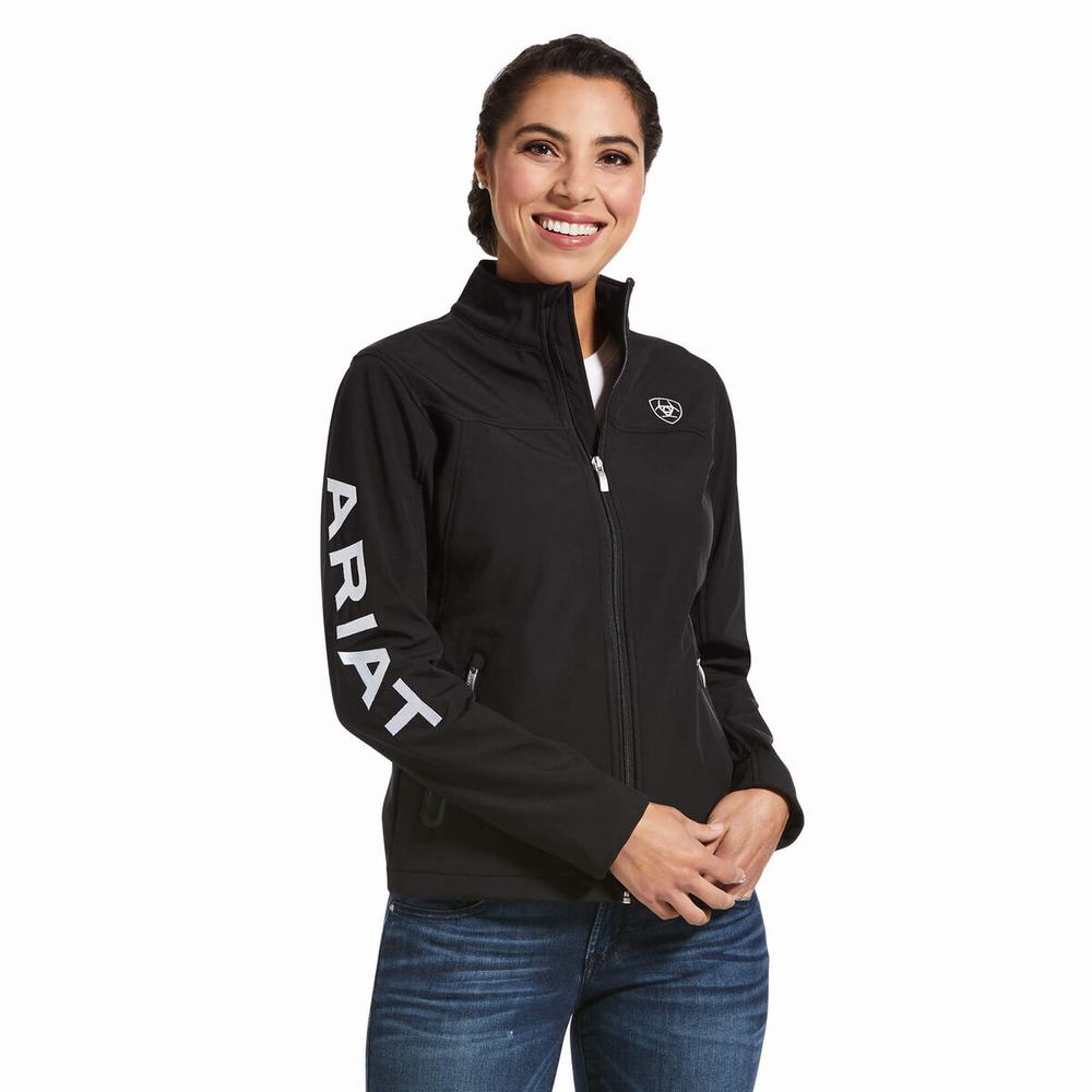 Women\'s Ariat Classic Team USA/MEX Softshell Jackets Black | XWCM-17805