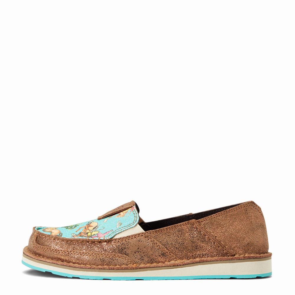 Women's Ariat Cruiser Sneakers Copper Metal / Turquoise | EILR-07186