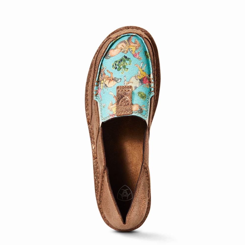 Women's Ariat Cruiser Sneakers Copper Metal / Turquoise | EILR-07186