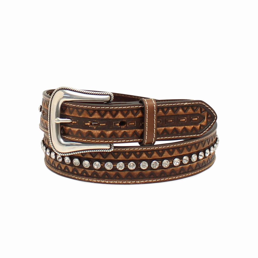 Women\'s Ariat Crystal Stud Belts Brown | DHWX-64873