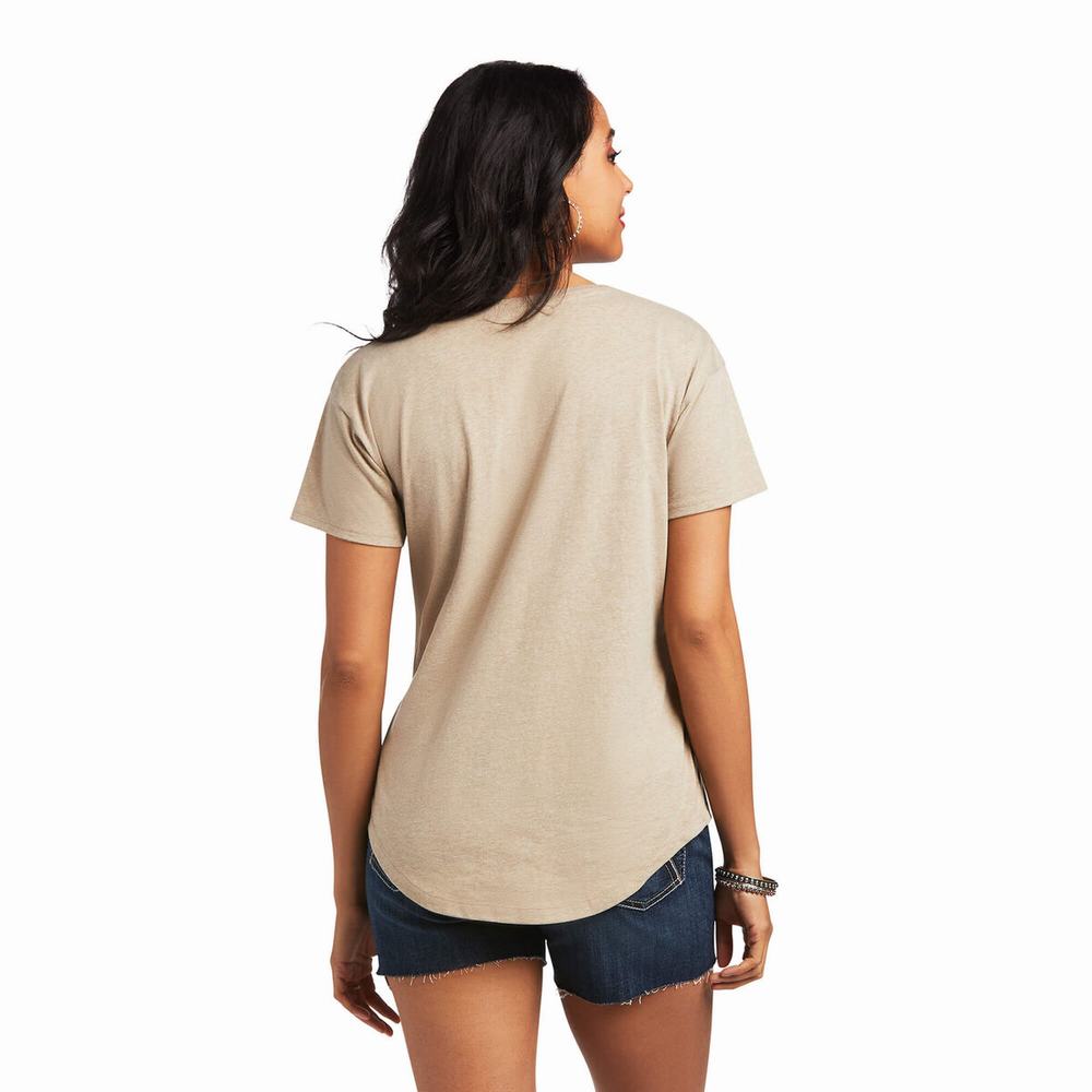 Women's Ariat Desert Wild Tops Beige | BPQO-28960