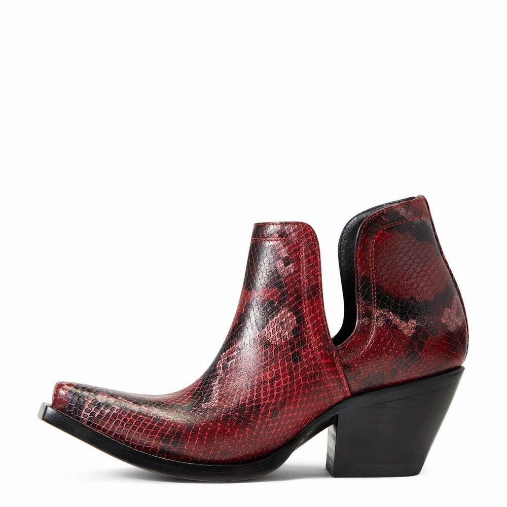 Women's Ariat Dixon Booties Red Snake | XFLP-62350