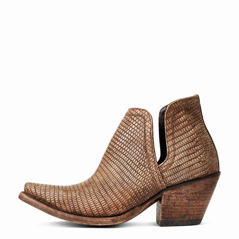 Women's Ariat Dixon Lizard Booties Brown | CGUF-60435