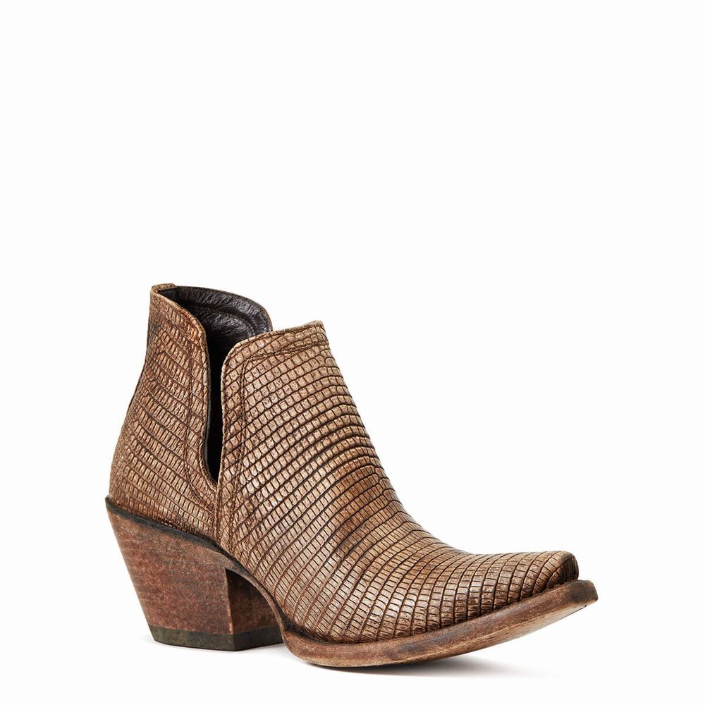 Women's Ariat Dixon Lizard Booties Brown | CGUF-60435