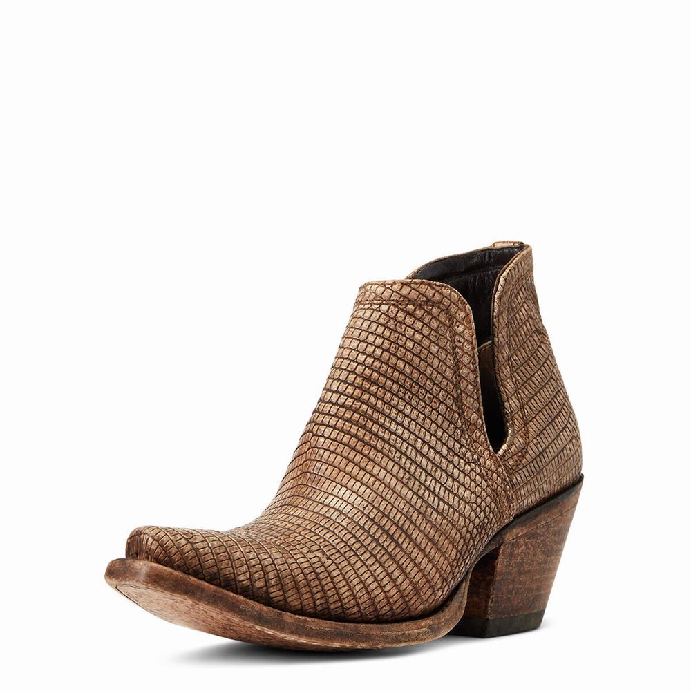 Women\'s Ariat Dixon Lizard Booties Brown | CGUF-60435