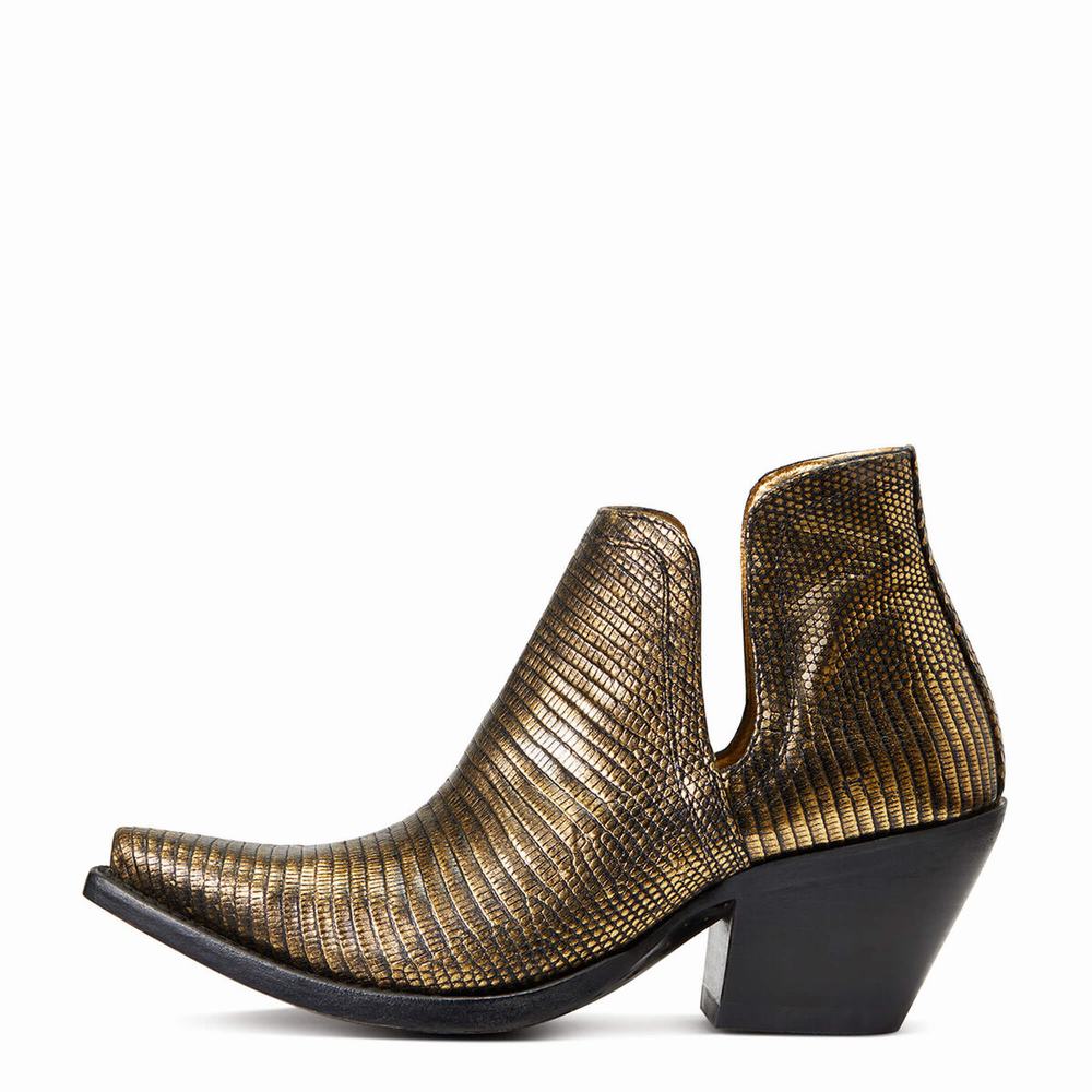 Women's Ariat Dixon Lizard Booties Gold | MLIT-59728