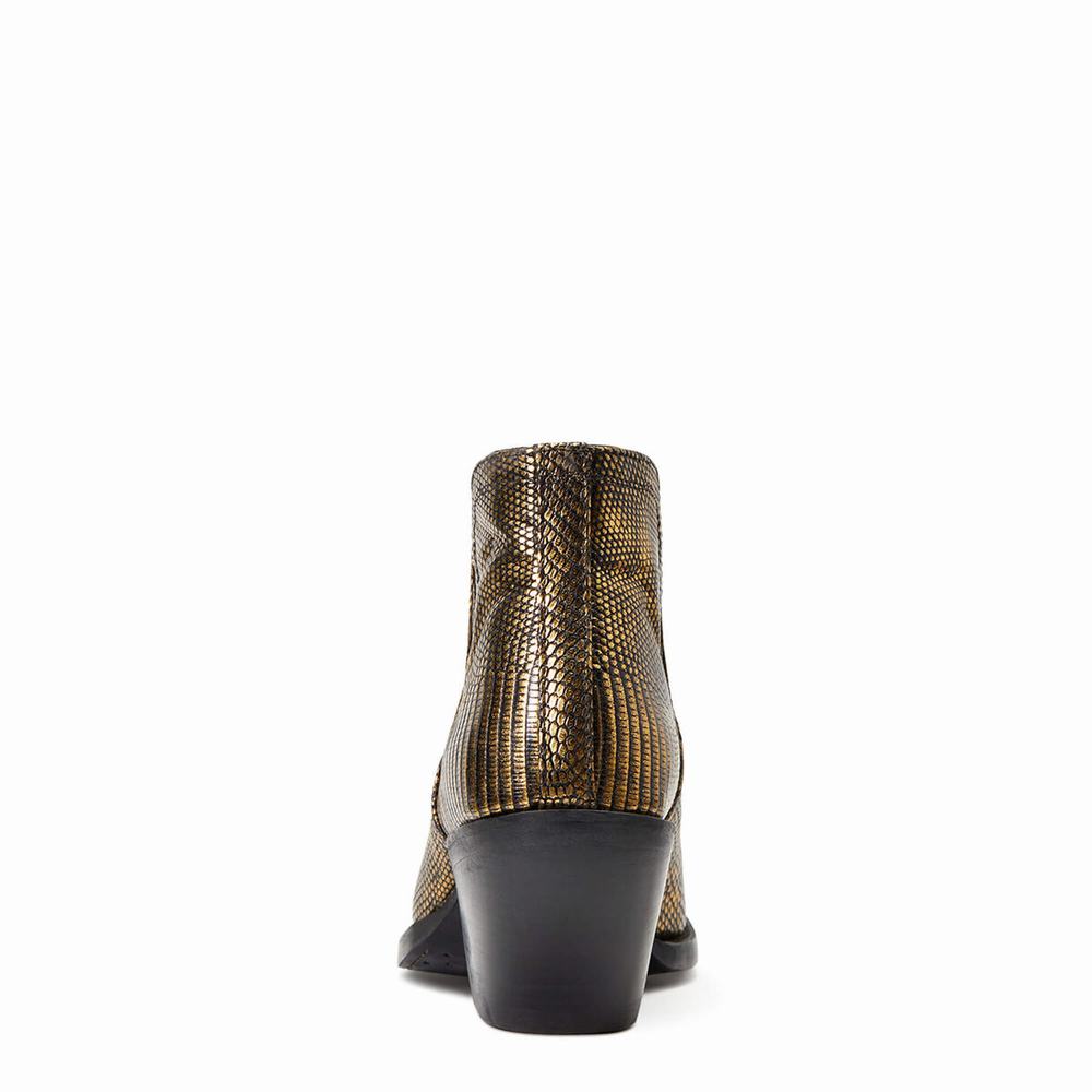 Women's Ariat Dixon Lizard Booties Gold | MLIT-59728