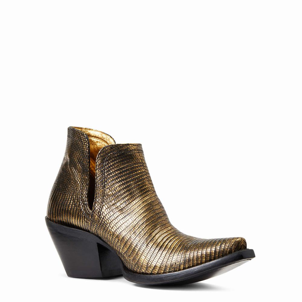 Women's Ariat Dixon Lizard Booties Gold | MLIT-59728