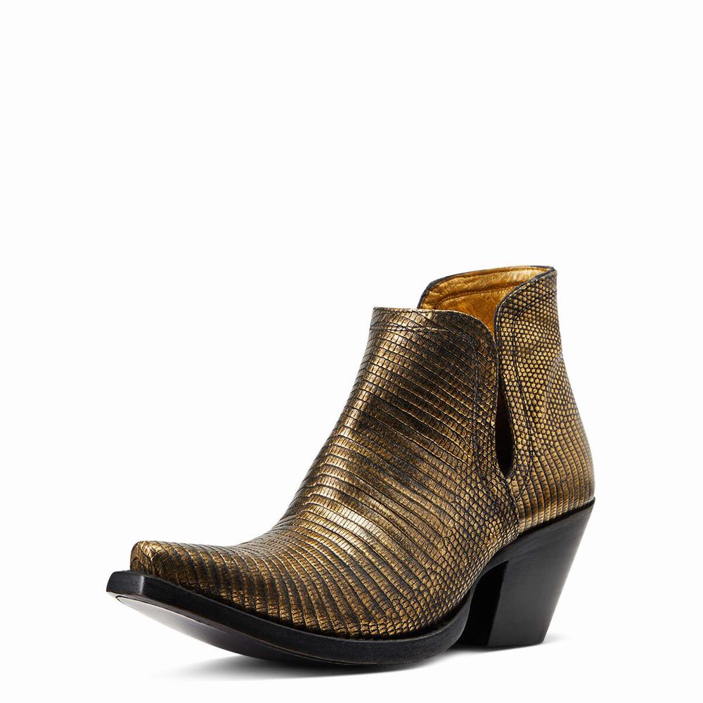 Women\'s Ariat Dixon Lizard Booties Gold | MLIT-59728