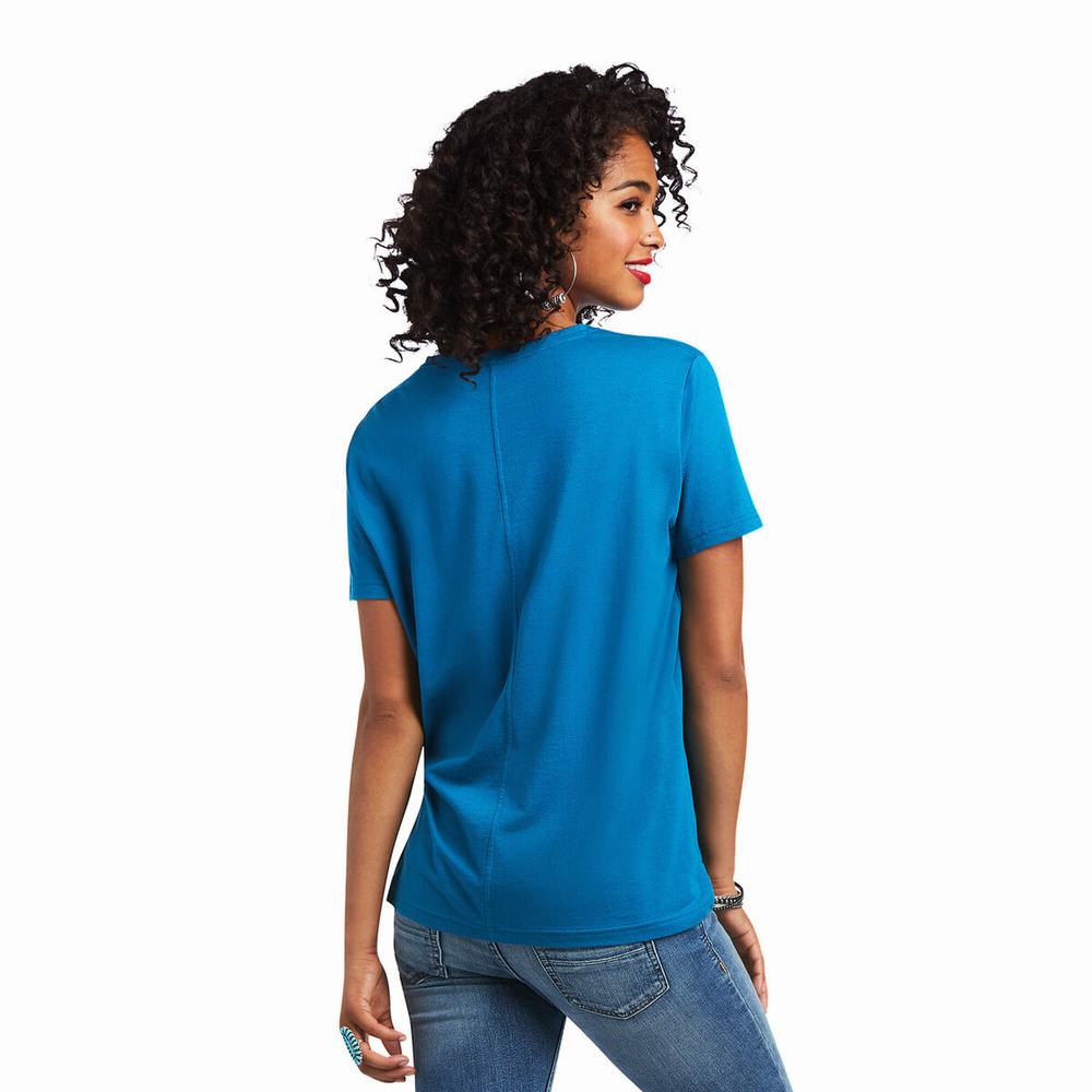 Women's Ariat Element Tops Blue | KFSH-89532