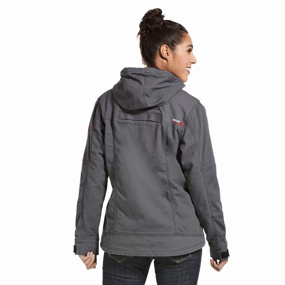 Women's Ariat FR DuraLight Stretch Canvas Jackets Grey | UTYZ-10946