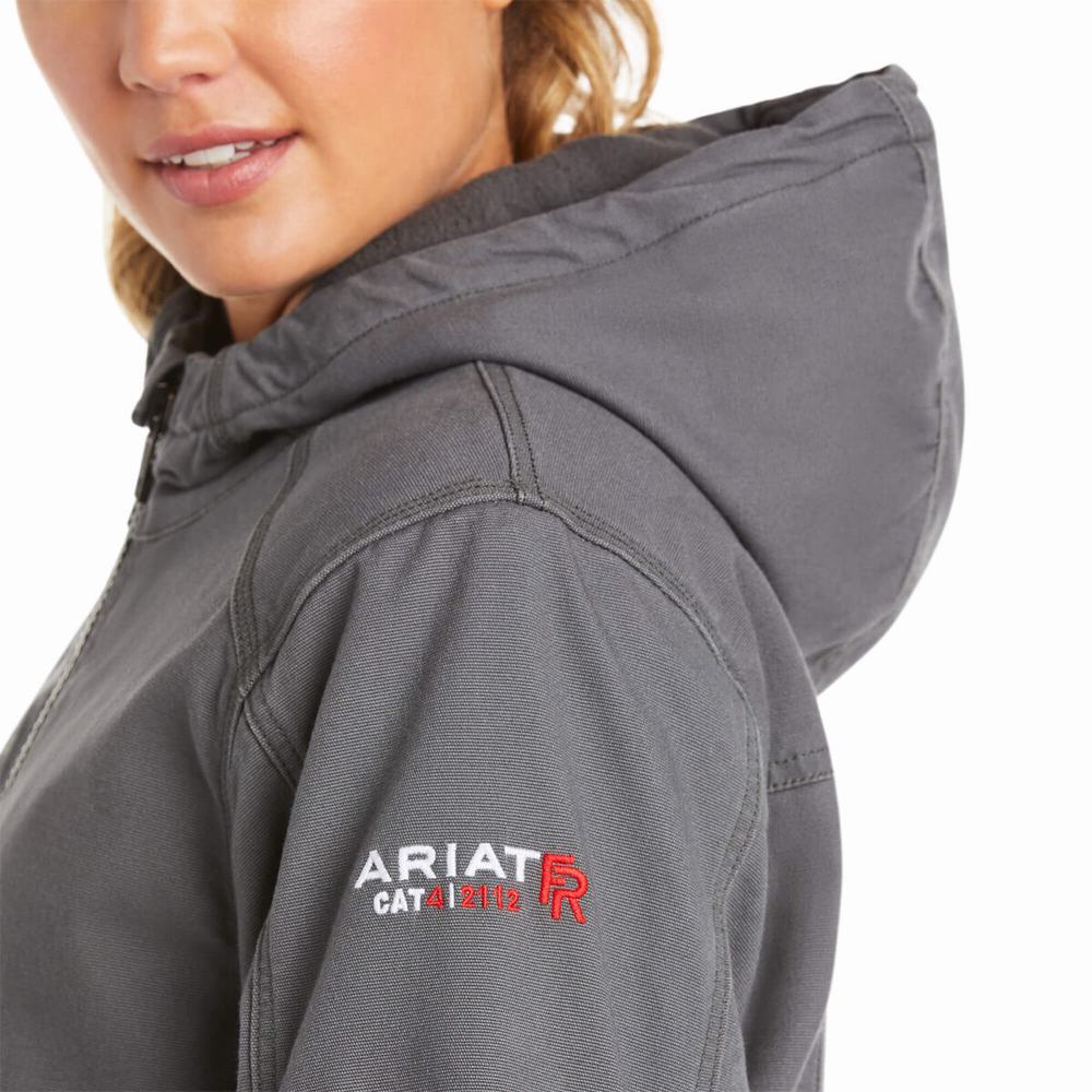 Women's Ariat FR DuraLight Stretch Canvas Jackets Grey | UTYZ-10946