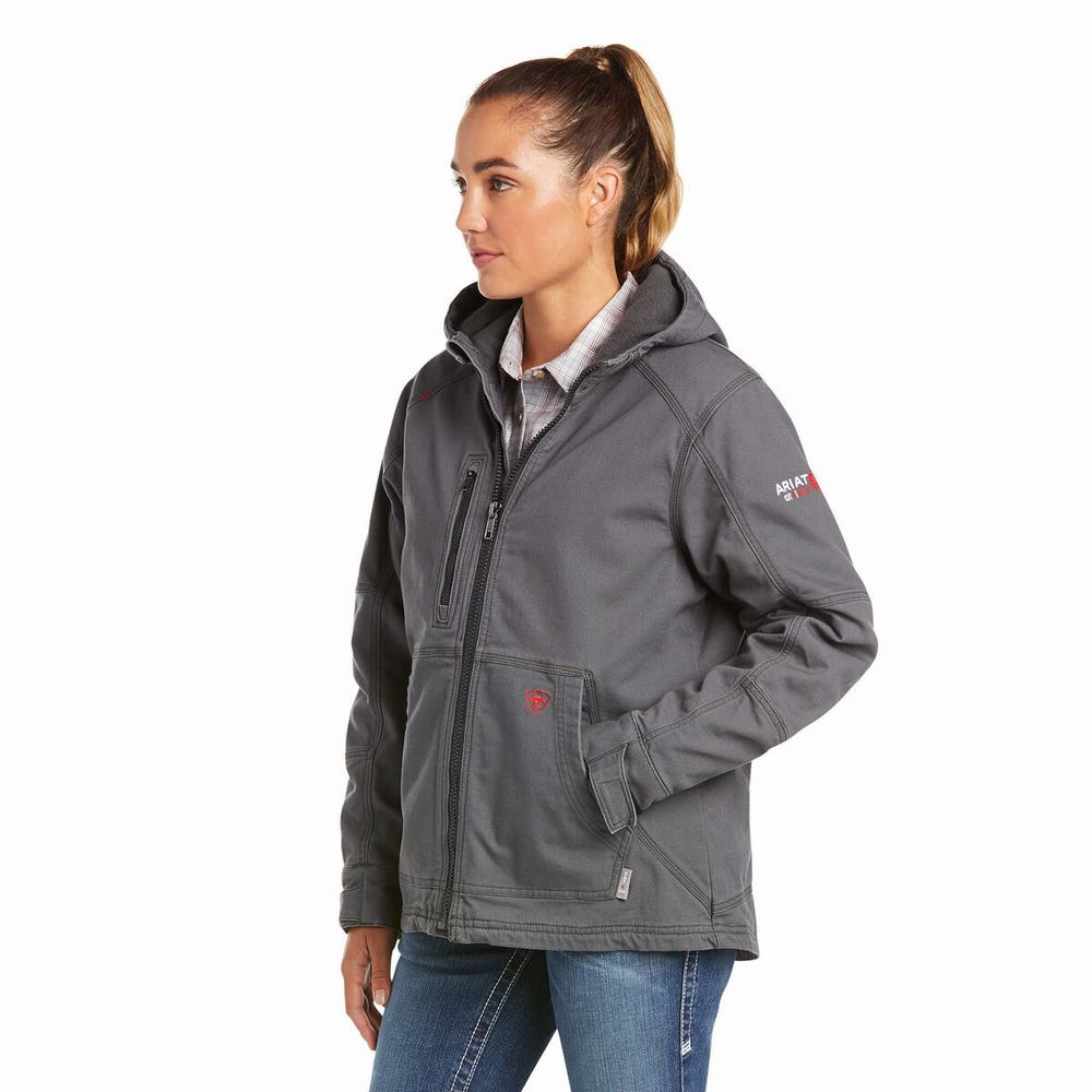 Women\'s Ariat FR DuraLight Stretch Canvas Jackets Grey | UTYZ-10946