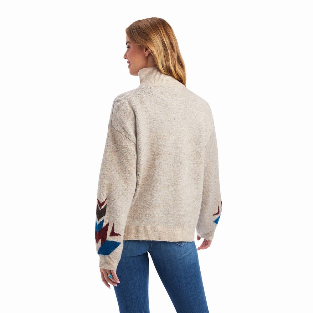 Women's Ariat Fire Canyon Sweaters Beige | QMFS-57921