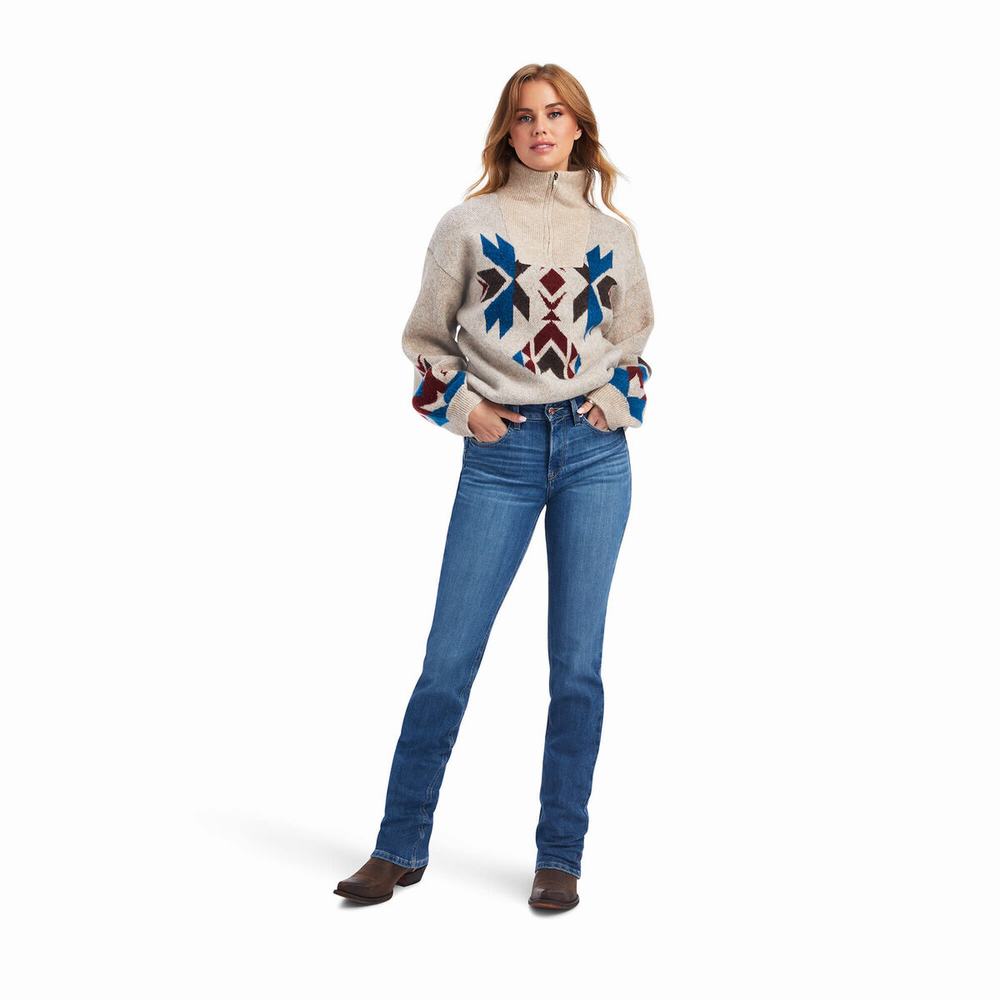 Women's Ariat Fire Canyon Sweaters Beige | QMFS-57921